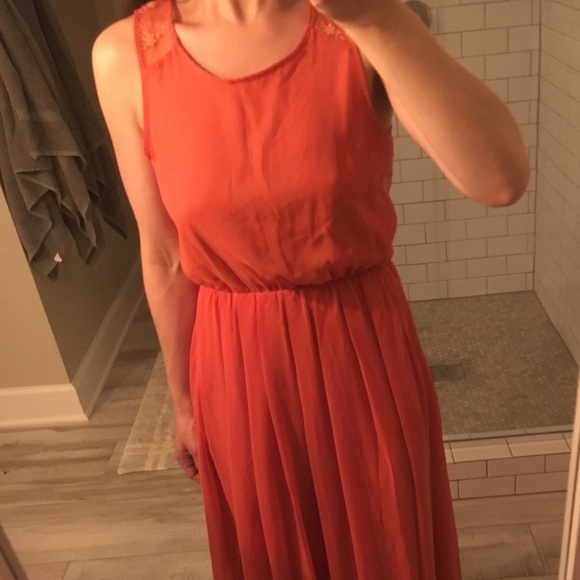 Coral/burnt orange long dress - Picture 2 of 7